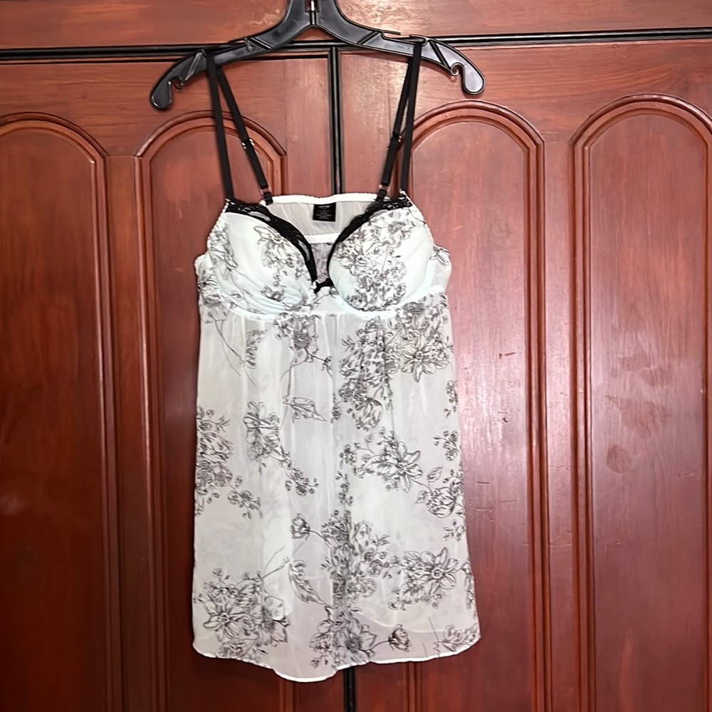 Apt 9 Cute Mint Green & Black Floral Babydoll Size Large